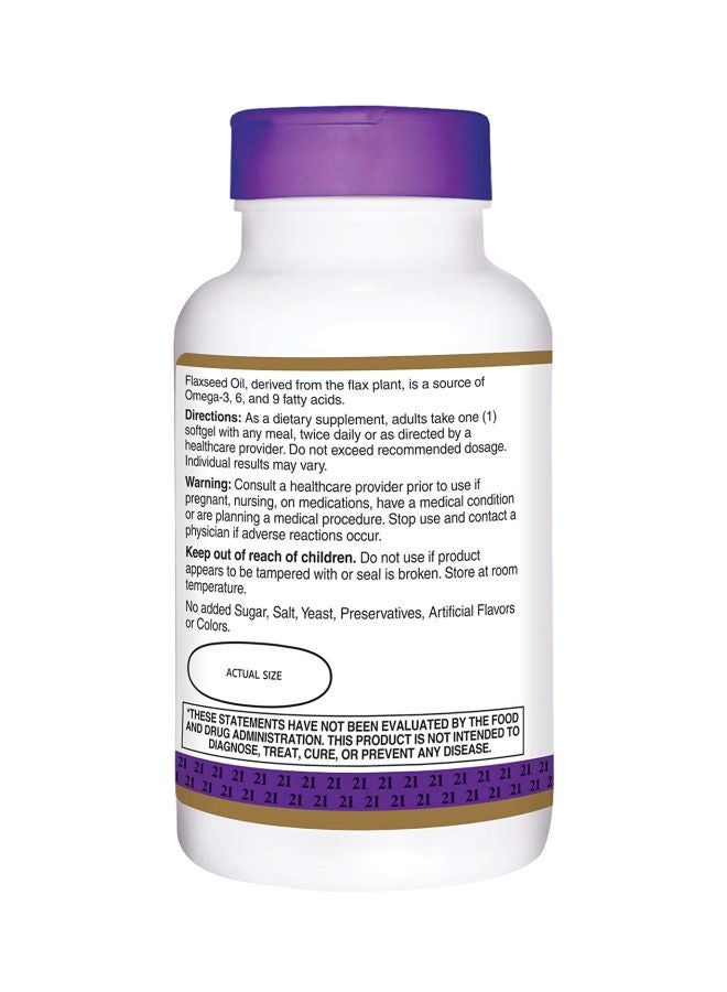 القرن الحادي والعشرون مكمل غذائي بزيت بذور الكتان - 120 كبسولة هلامية - Image 2